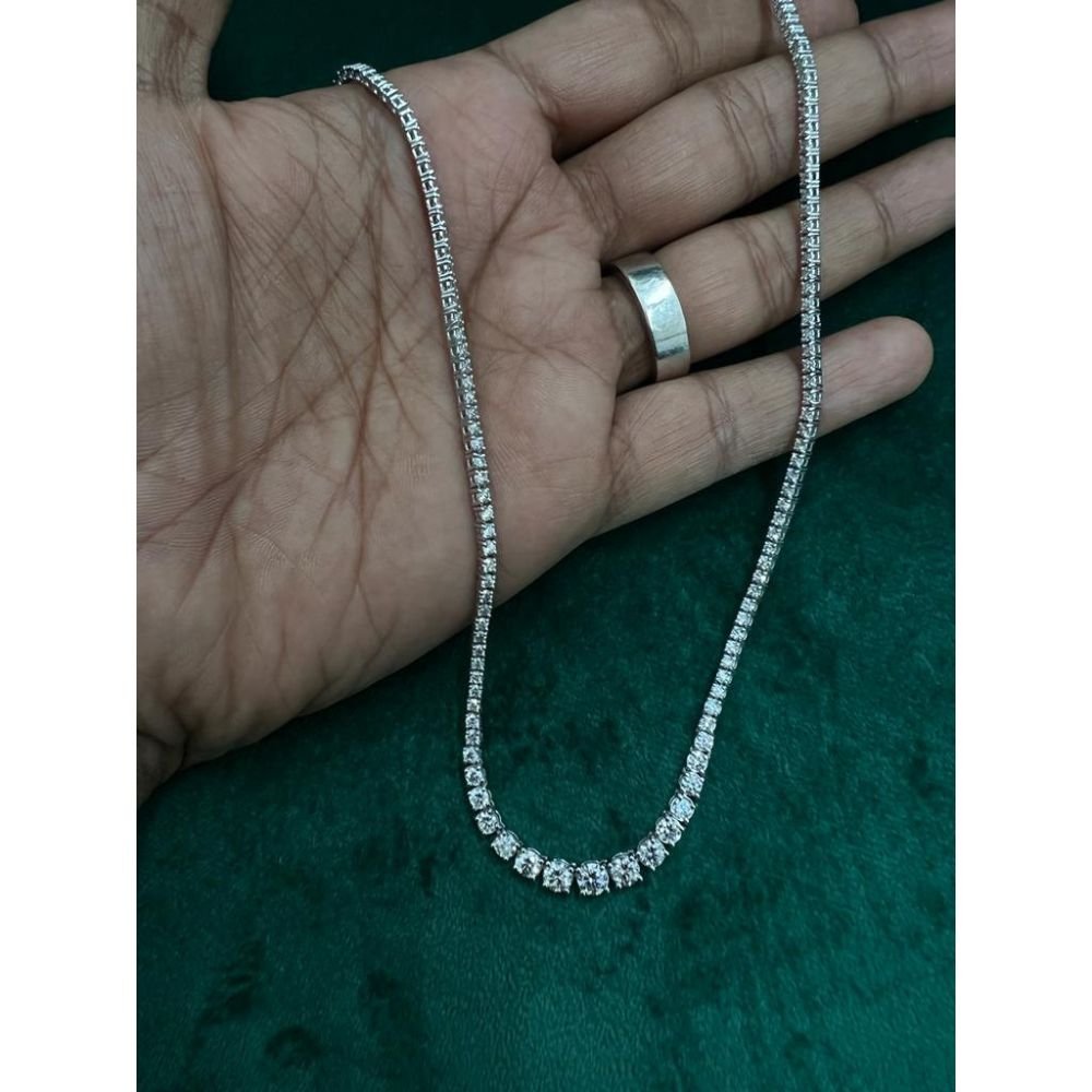 8.46 ct Natural Round Diamond Graduated Tennis Necklace